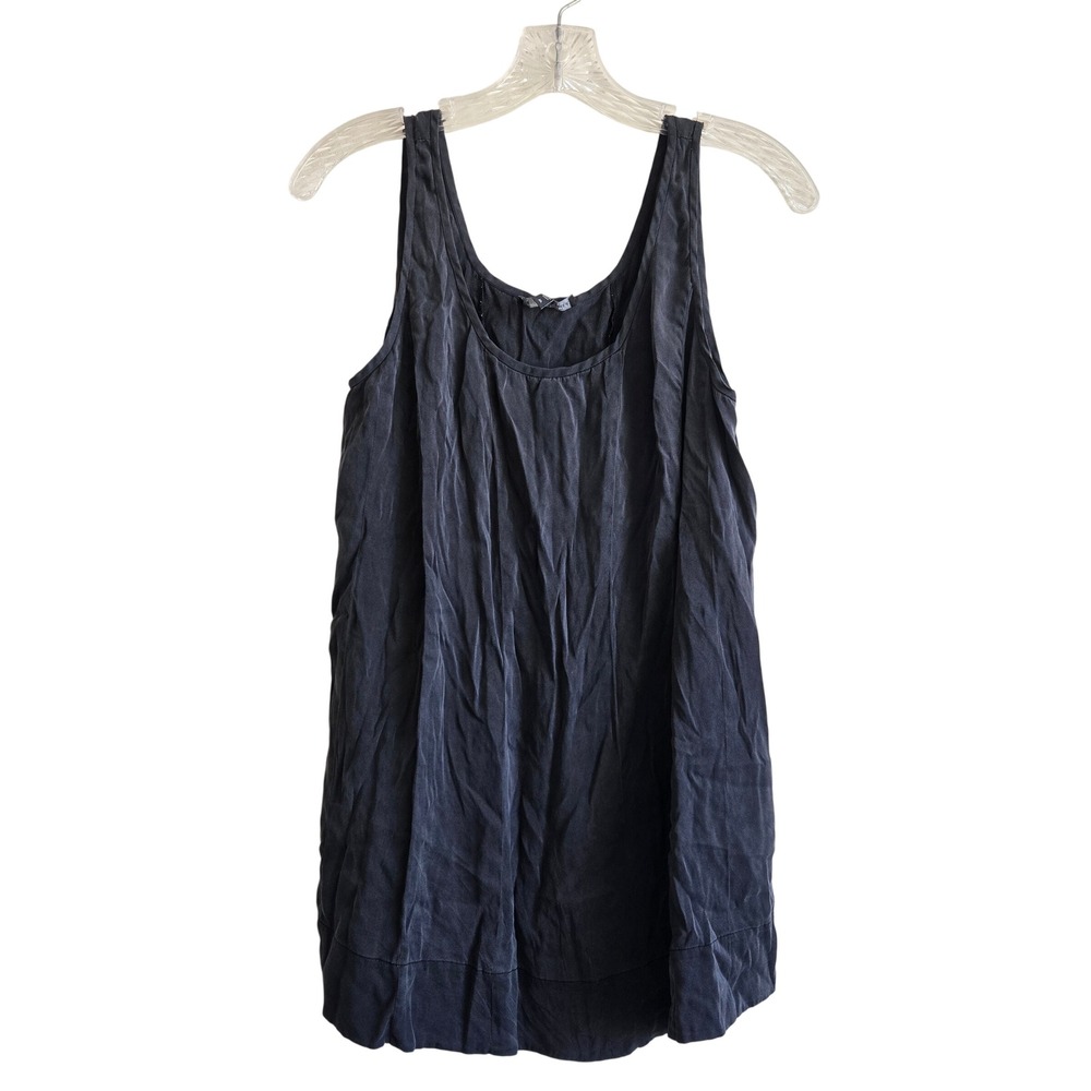 Eileen Fisher Medium Tank Top Womens Black Gray Silk Blend Scoop Neck Relaxed